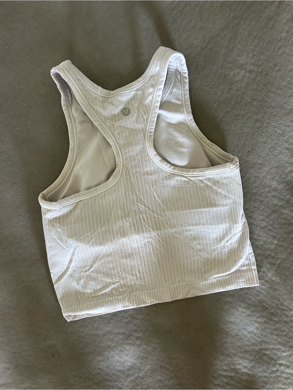 Lululemon Ribbed White Racerback Crop Tank Top - Picture 3 of 3